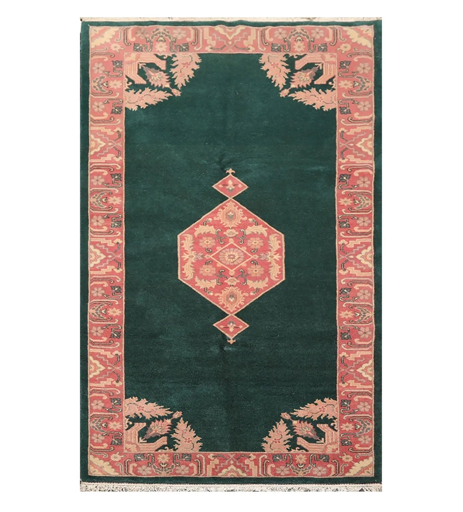 5' x 9'9'' Palace Hand Knotted Wool Rare Romanian Hamadaan Area Rug Emerald-1