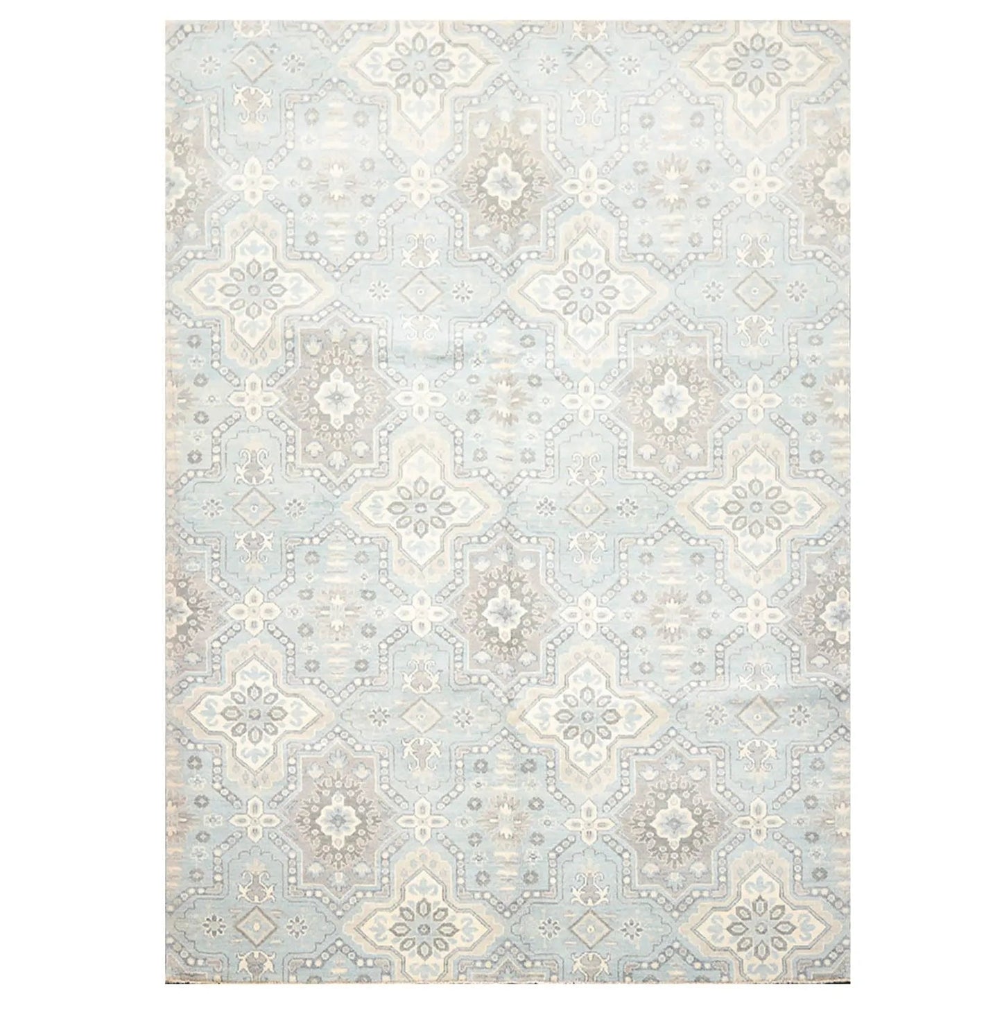 6' x 9' Hand Knotted 100% Wool Geometric Transitional Oriental Area Rug Blue-1