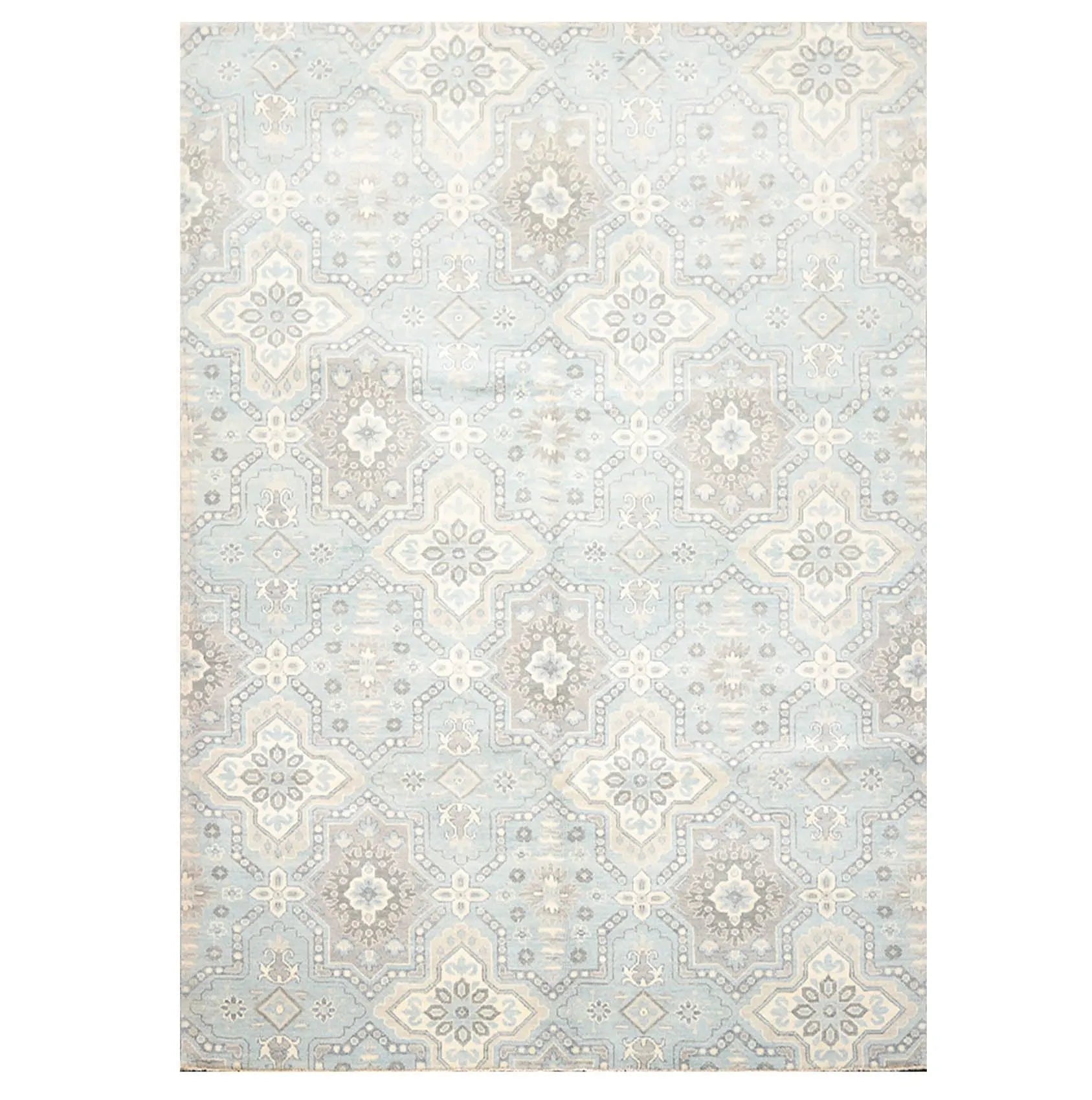 6' x 9' Hand Knotted 100% Wool Geometric Transitional Oriental Area Rug Blue-1