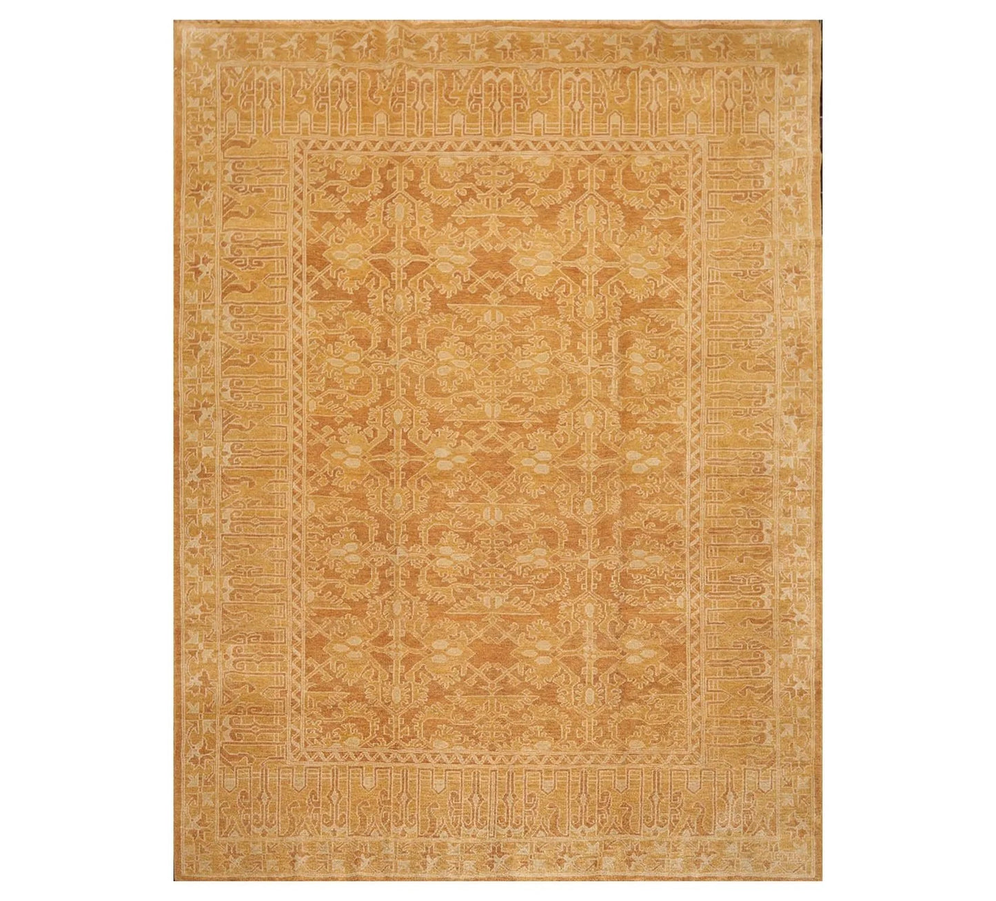 8'3'' x 11'3'' Wool Foundation Hand Knotted Wool Rare Egyptian Area Rug Brown-1