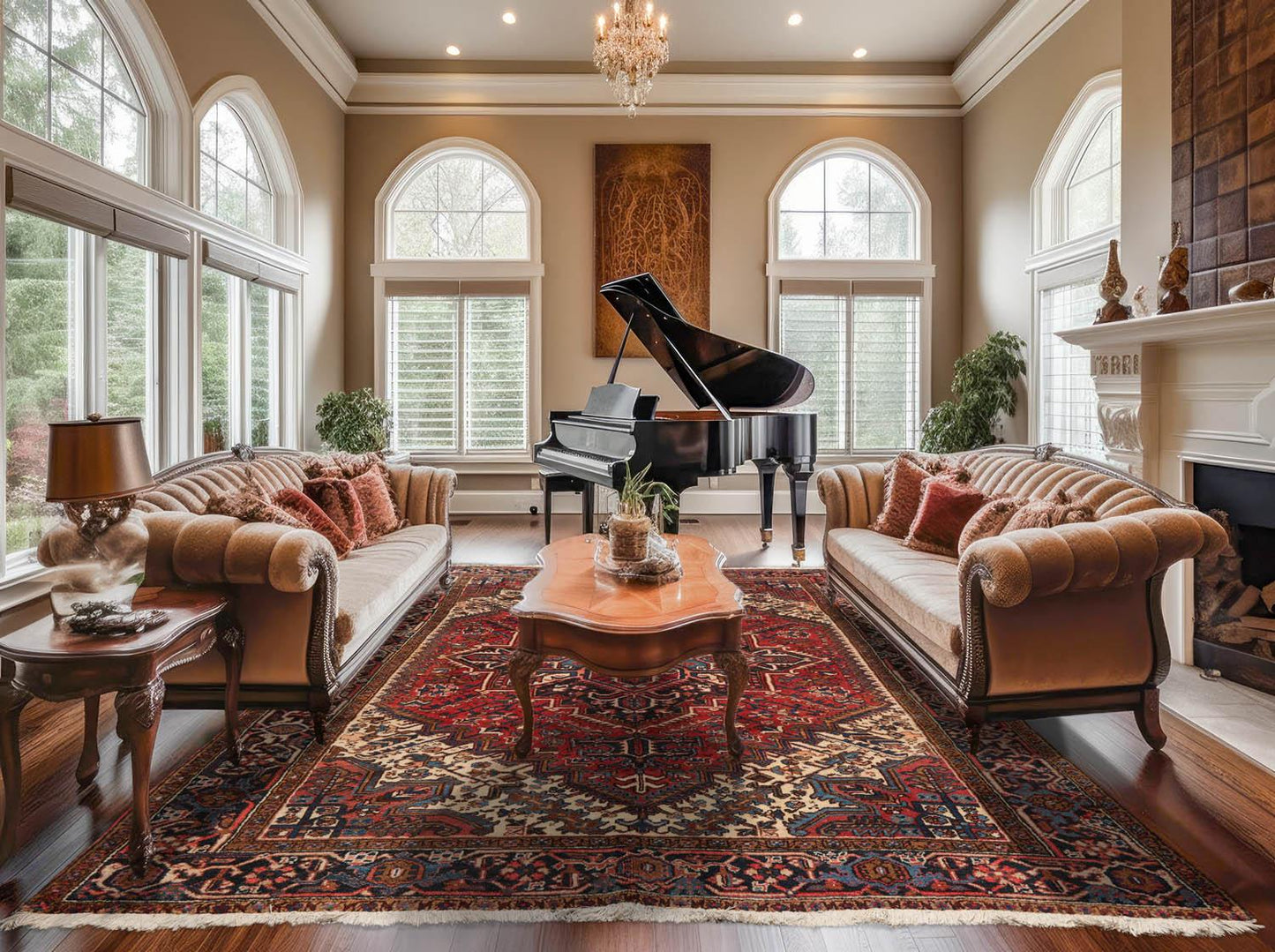 6'10" x 9'4" Hand Knotted Herizz 100% Wool Traditional Oriental Area Rug Rust-0
