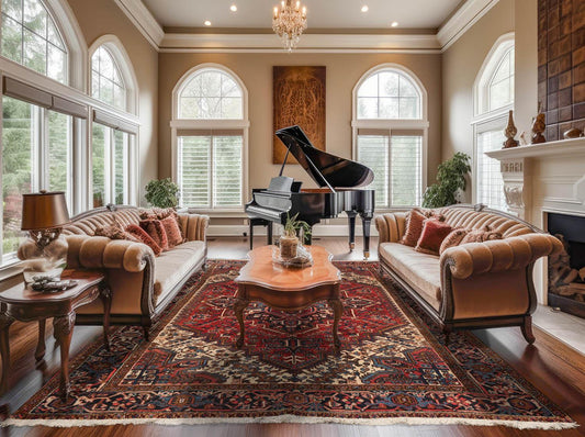 6'10" x 9'4" Hand Knotted Herizz 100% Wool Traditional Oriental Area Rug Rust-0