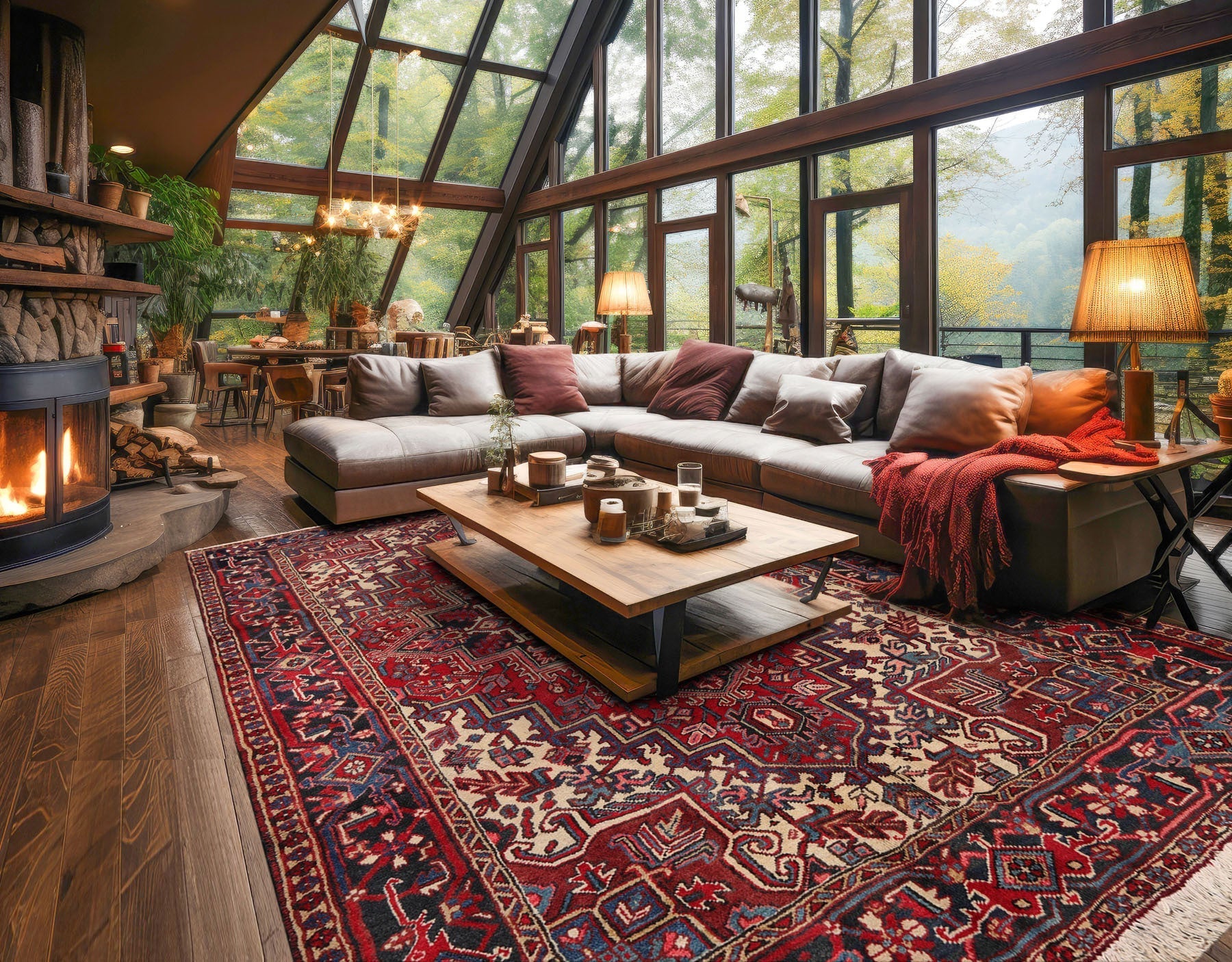 6'4" x 8'8" Hand Knotted Herizz 100% Wool Traditional Oriental Area Rug Rust-0