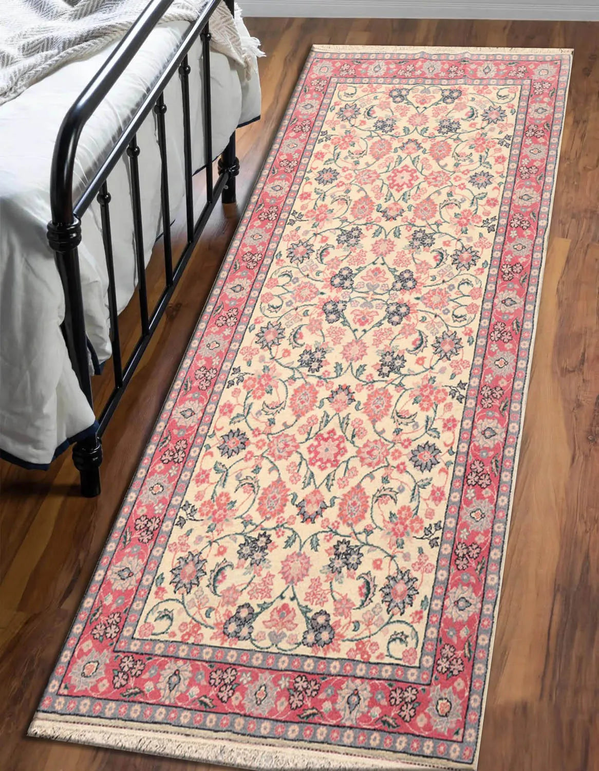 4'11'' x 9'5'' Runner Hand Knotted Wool Rare Romanian Kashaan Area Rug Ivory-0