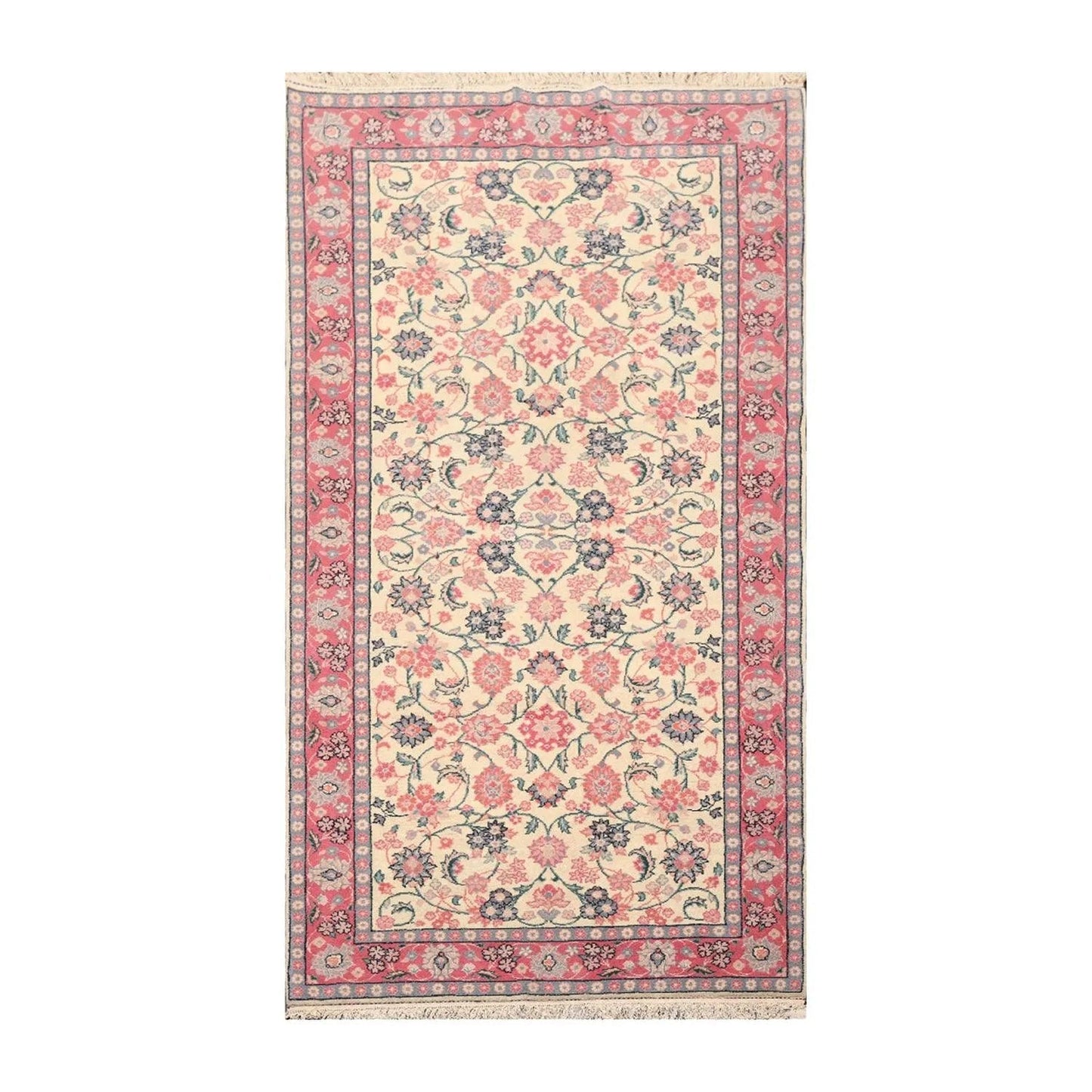 4'11'' x 9'5'' Runner Hand Knotted Wool Rare Romanian Kashaan Area Rug Ivory-1