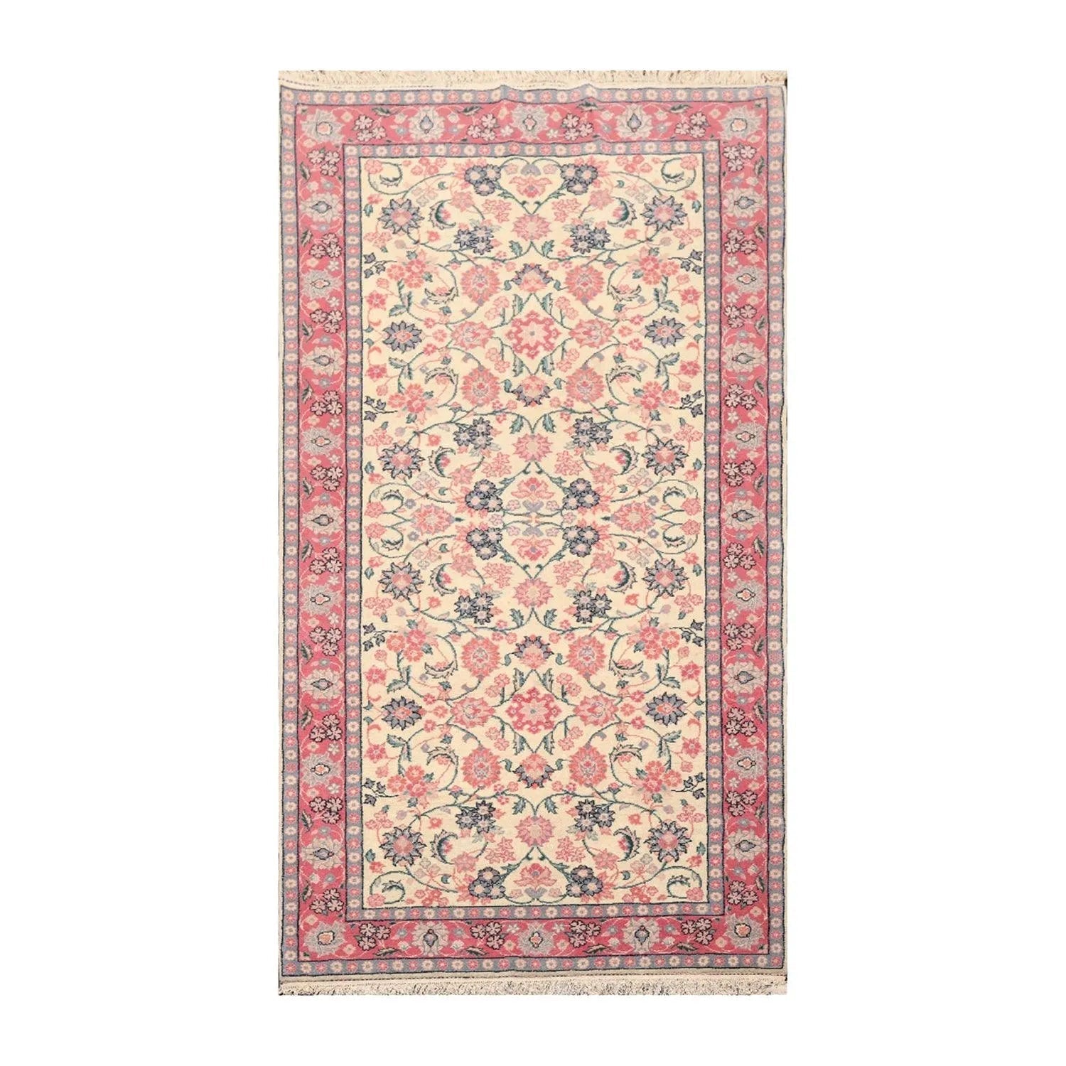 4'11'' x 9'5'' Runner Hand Knotted Wool Rare Romanian Kashaan Area Rug Ivory-1