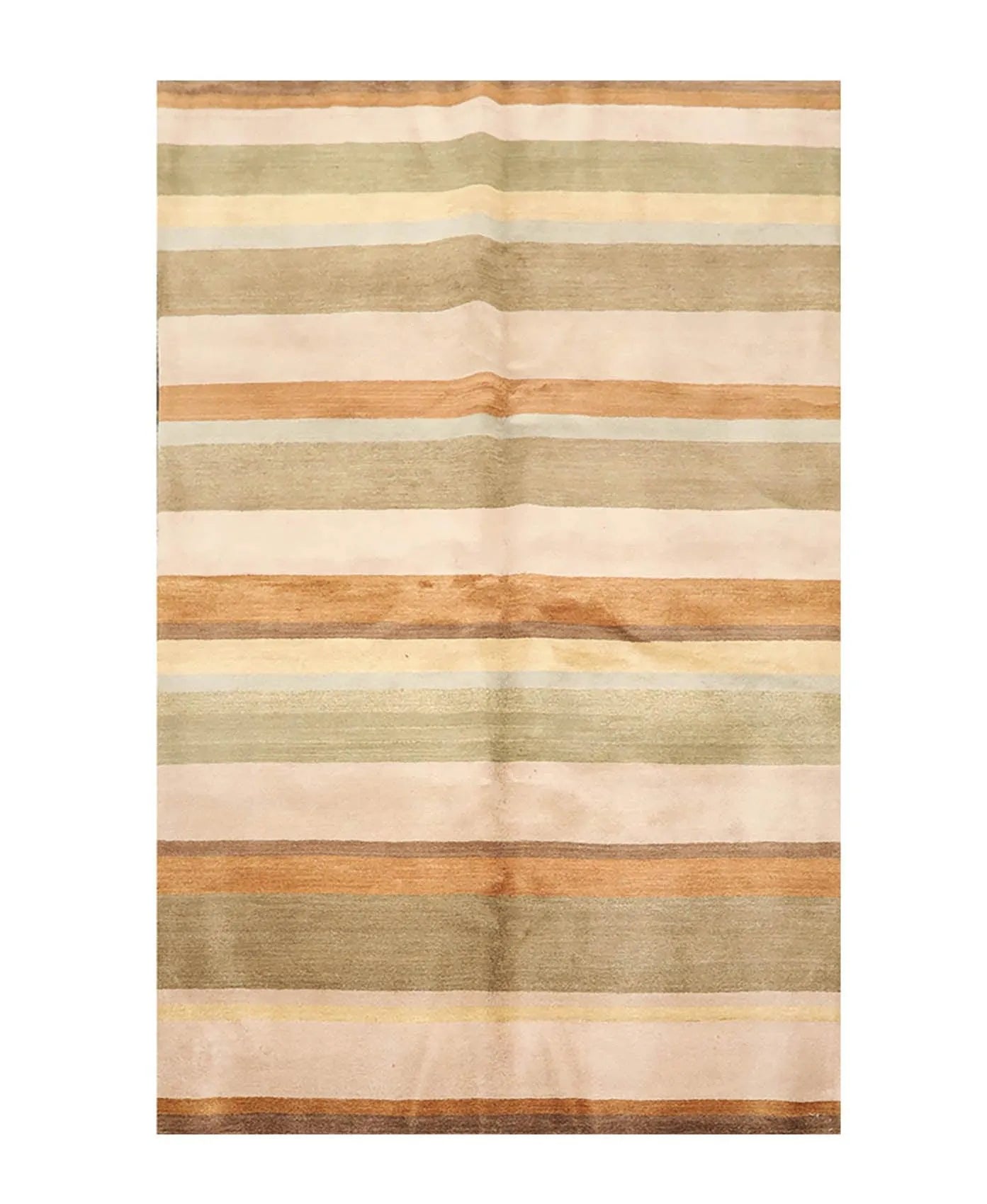5'1'' x 8'2'' Hand Knotted Tibetan 100% Wool Stripes Oriental Area Rug Green-0