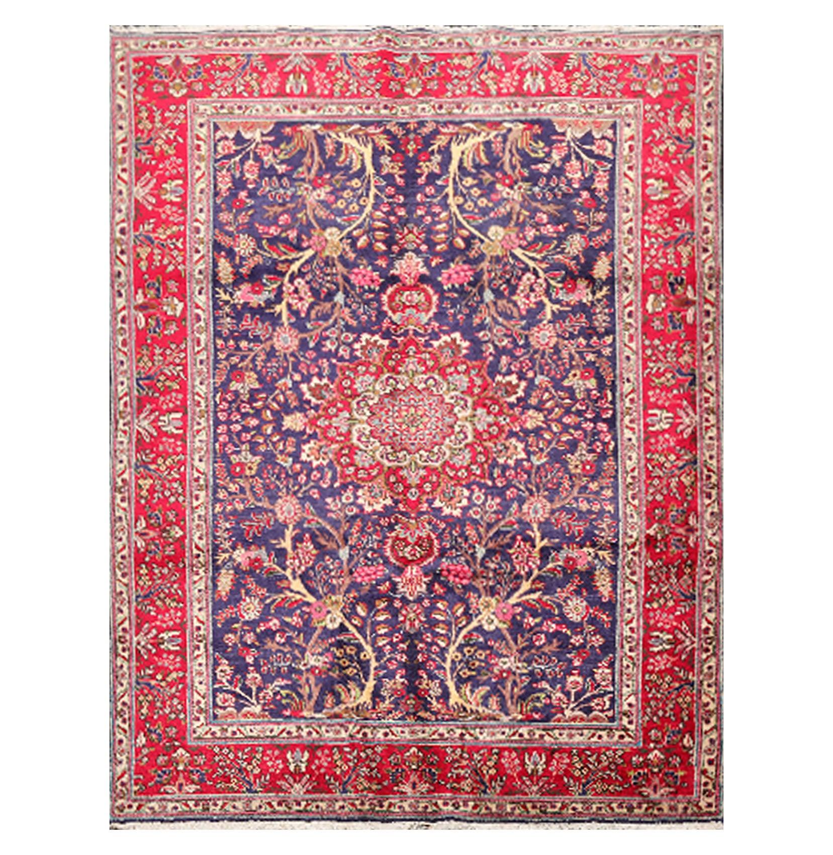 6'6'' x 9'10" Hand Knotted Wool Tabrizz Oriental Area Rug Royal Blue-1