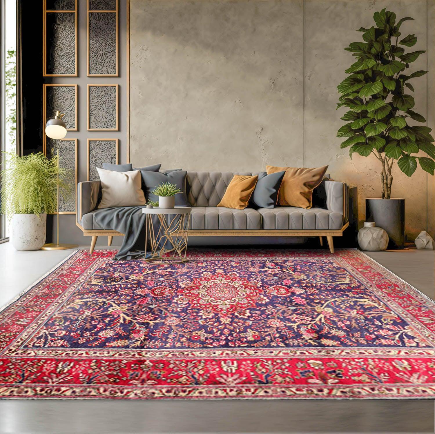 6'6'' x 9'10" Hand Knotted Wool Tabrizz Oriental Area Rug Royal Blue-0