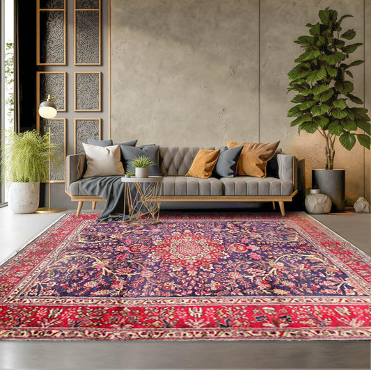 6'6'' x 9'10" Hand Knotted Wool Tabrizz Oriental Area Rug Royal Blue-0