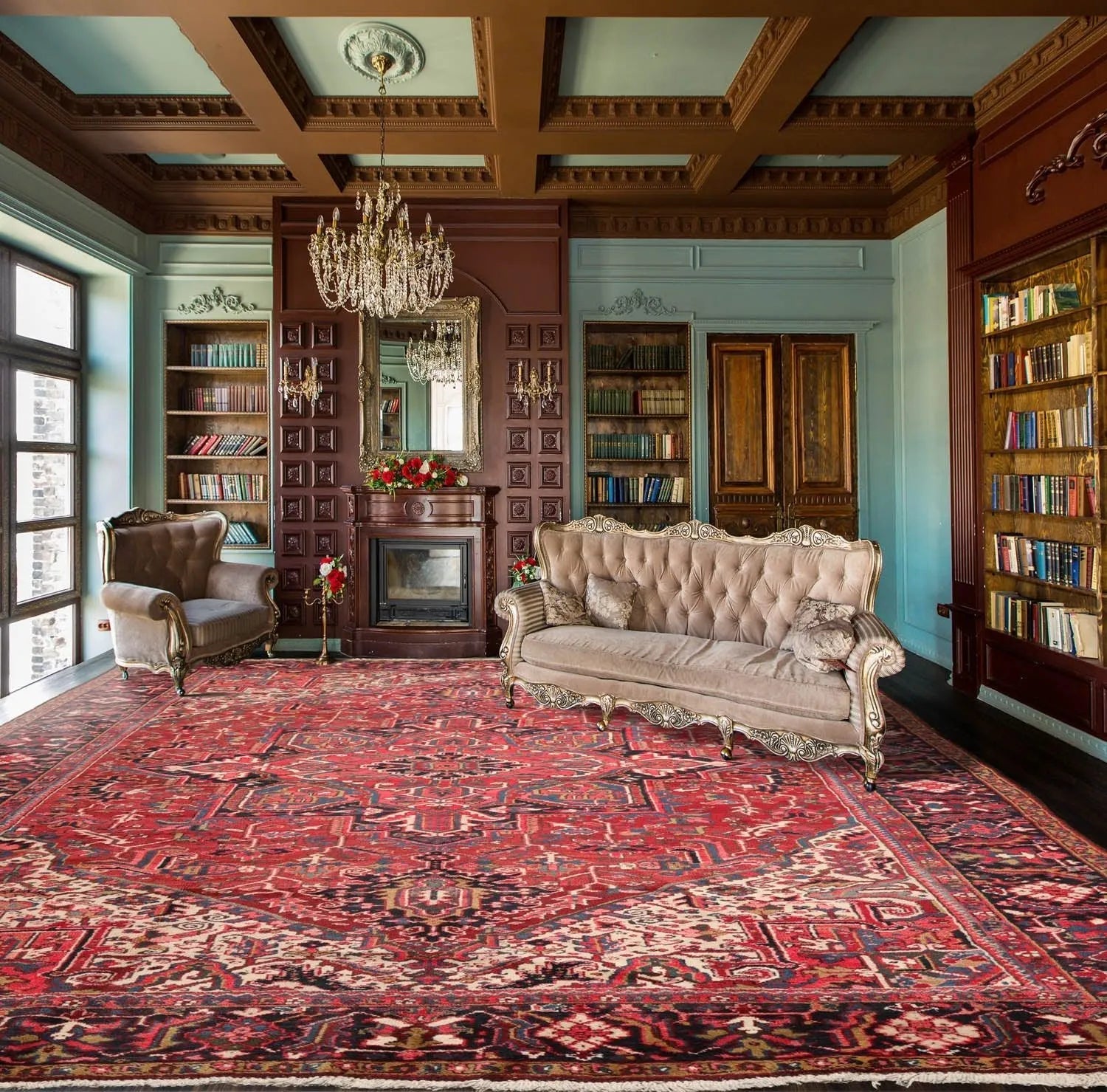 9'5'' x 13'3'' Hand Knotted 100% Wool Herizz Traditional Oriental Area Rug Rust-0