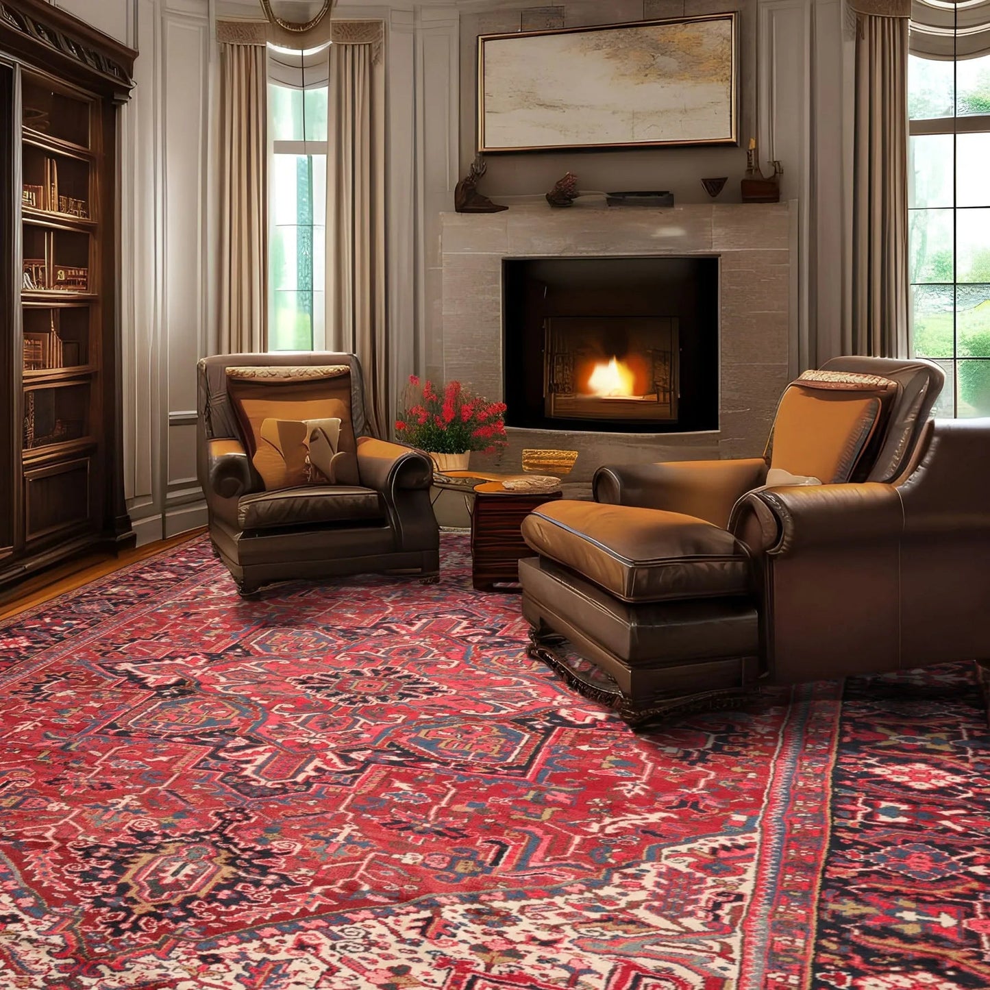 9'5'' x 13'3'' Hand Knotted 100% Wool Herizz Traditional Oriental Area Rug Rust-1