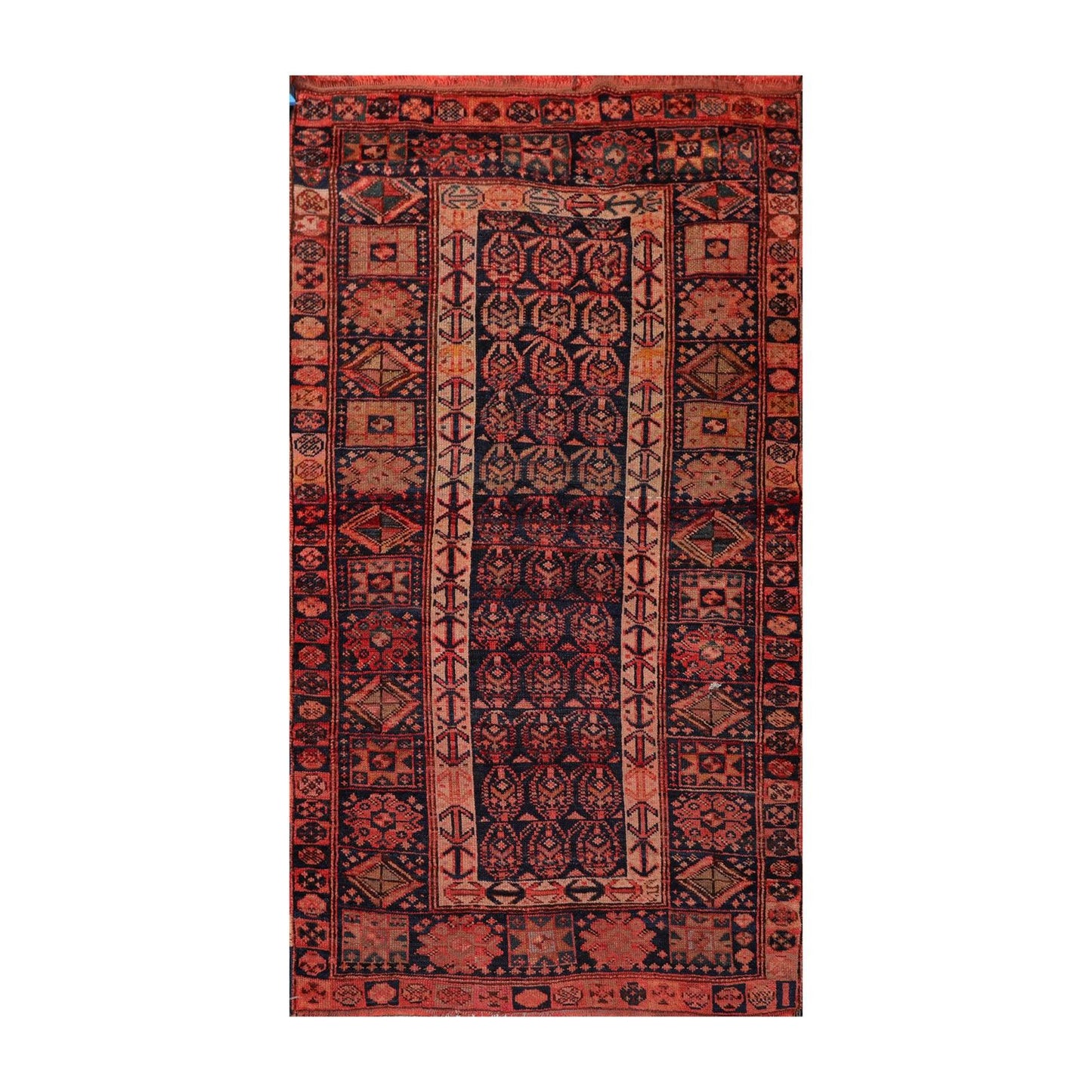 4' x 6'4" Antique Hand Knotted Flat Wool pile Melayaar Traditional Area Rug Navy-1