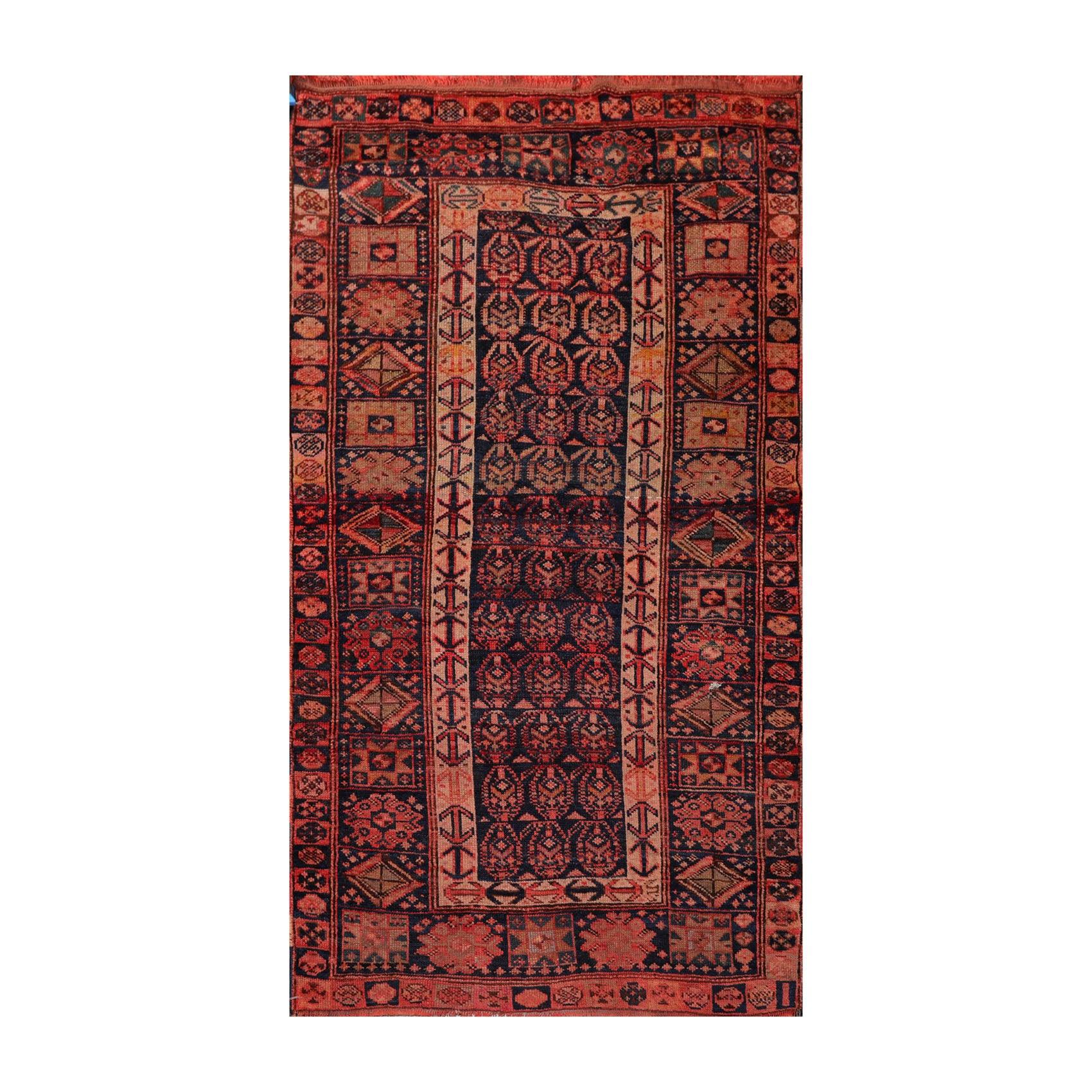 4' x 6'4" Antique Hand Knotted Flat Wool pile Melayaar Traditional Area Rug Navy-1