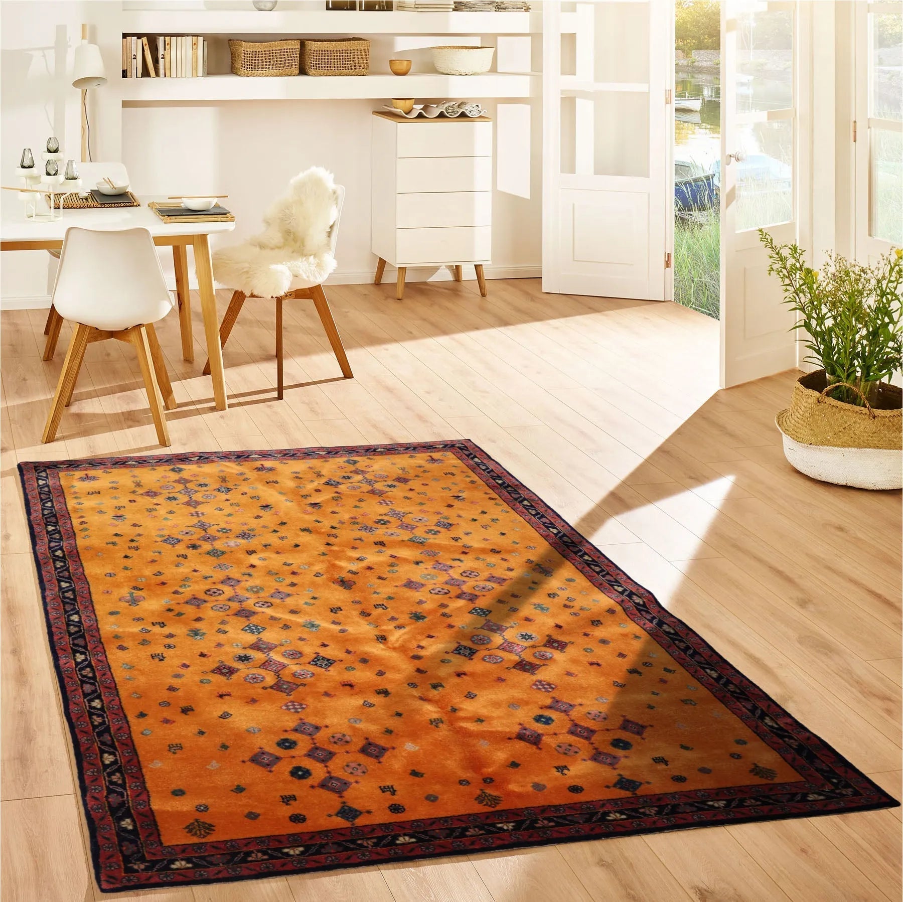 4'x6' Gold Hand Knotted Geometric Traditional 250 KPSI  Persian Wool Oriental Area Rug-0