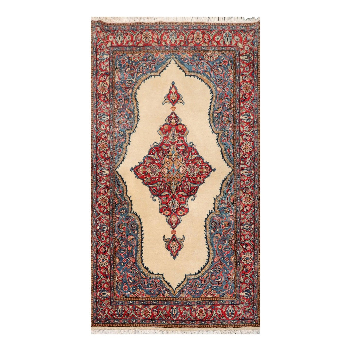 4'4" x 6'5" Hand Knotted 100% Wool Authentic Tabrizz Traditional Area Rug Ivory-1