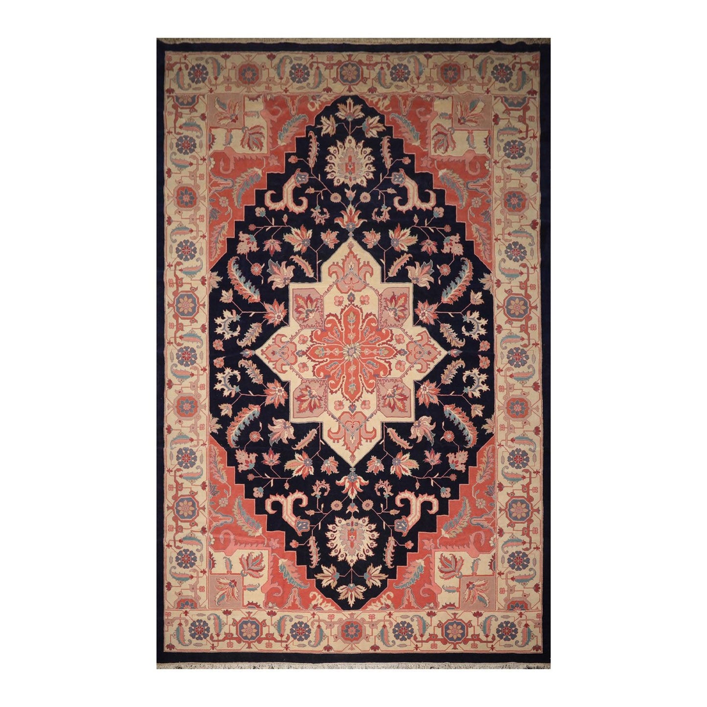 11'8" x 17'10" Palace Hand Knotted Wool Romanian Herizz Oriental Area Rug Navy-1