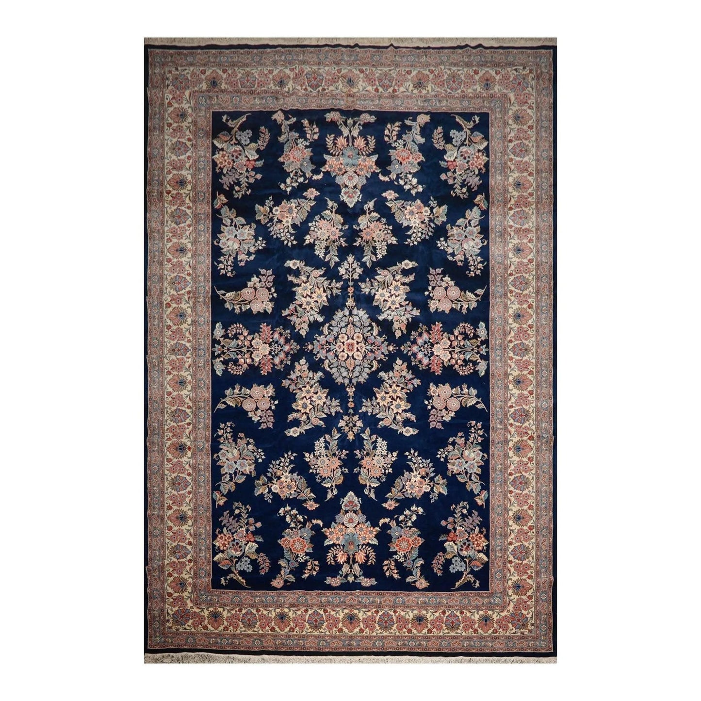 12' x 17'7'' Palace Size Rare Romanian Hand Knotted Wool Saroukk Area Rug Navy-1