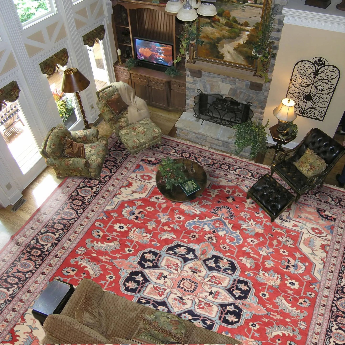 12' x 18'1" Palace Hand Knotted Wool Rare Romanian Herizz Area Rug Terracotta-0