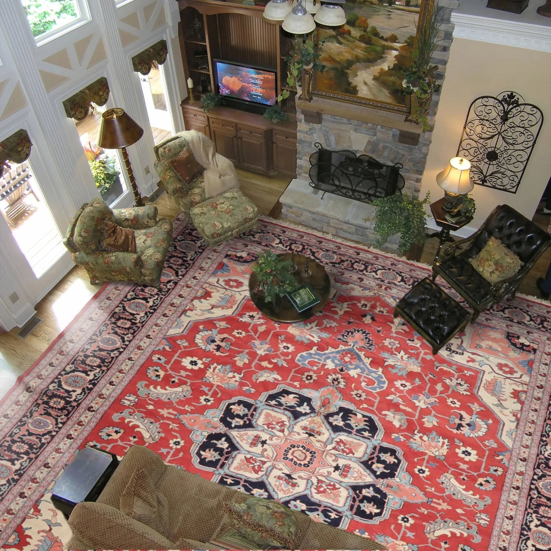 12' x 18'1" Palace Hand Knotted Wool Rare Romanian Herizz Area Rug Terracotta-0