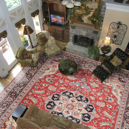 12' x 18'1" Palace Hand Knotted Wool Rare Romanian Herizz Area Rug Terracotta-0