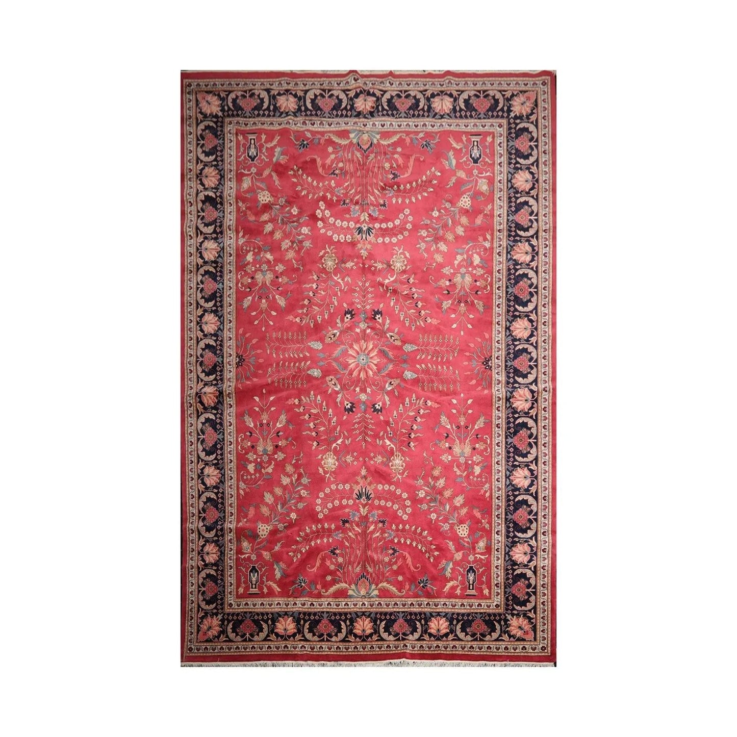 11' x 17' Palace Hand Knotted 100% Wool Romanian Saroukk 150 KPSI Area Rug Rose-0