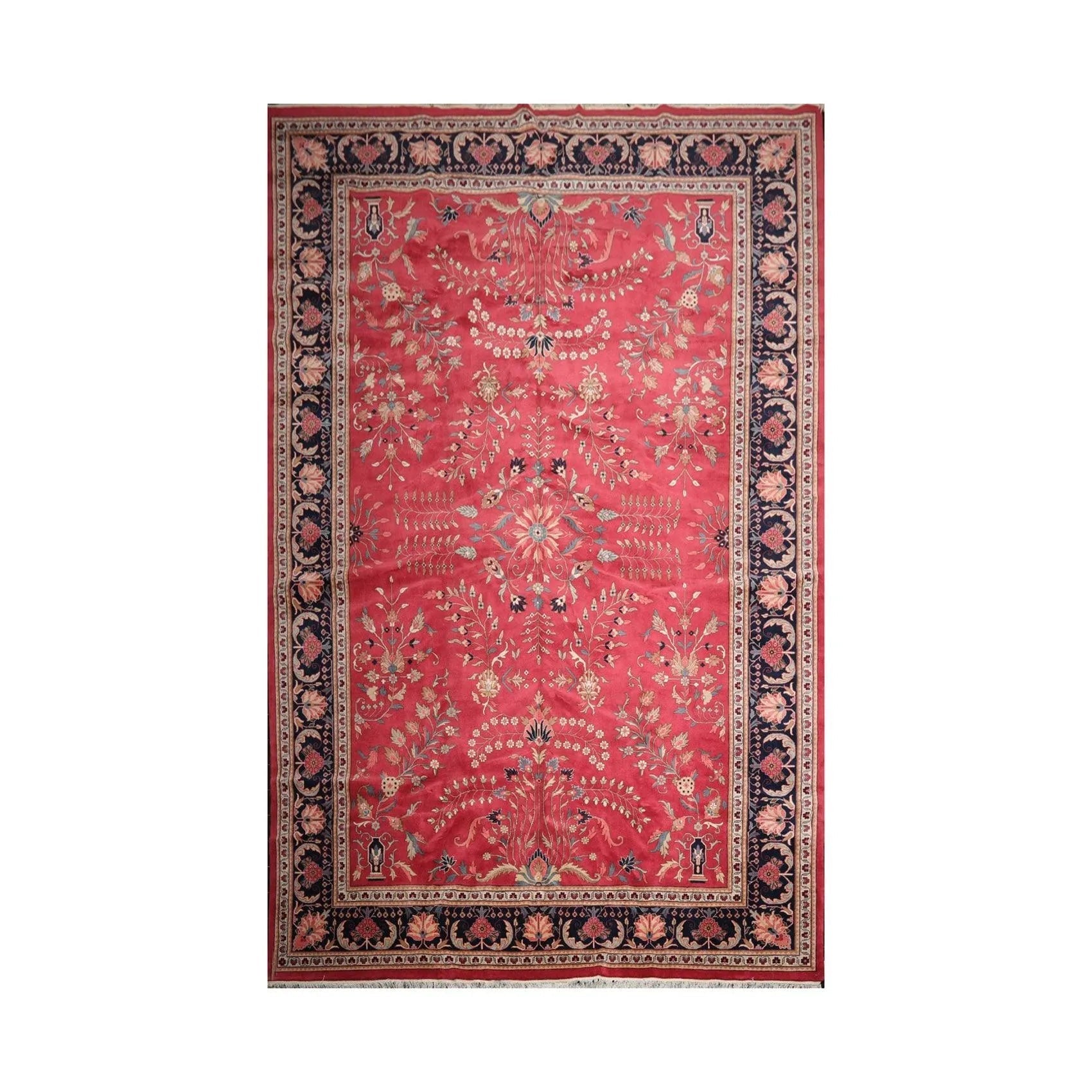 11' x 17' Palace Hand Knotted 100% Wool Romanian Saroukk 150 KPSI Area Rug Rose-0