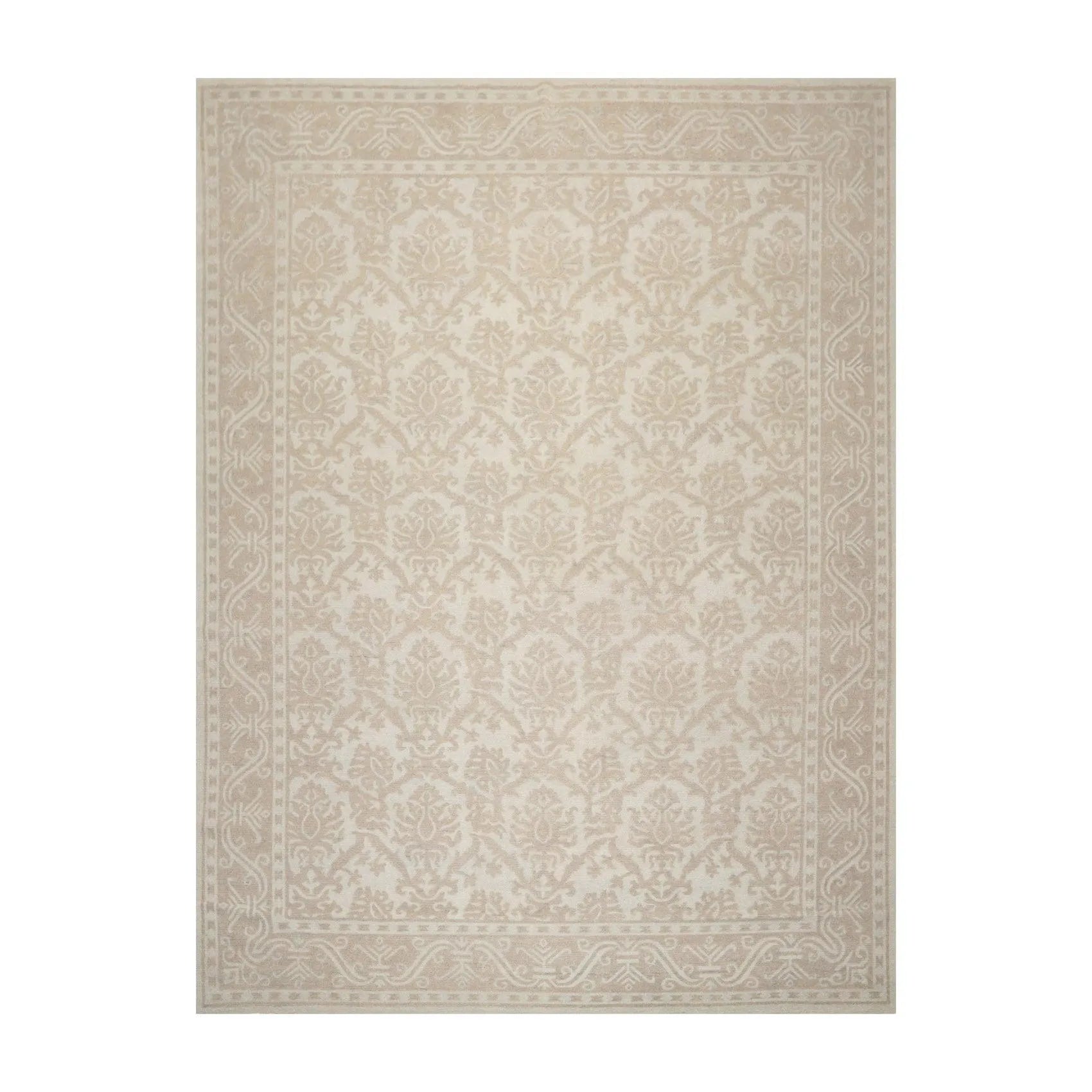 9'1'' x 12'1'' Hand Knotted 100% Wool Damask Afghan Area Rug Gray Tone on Tone-0