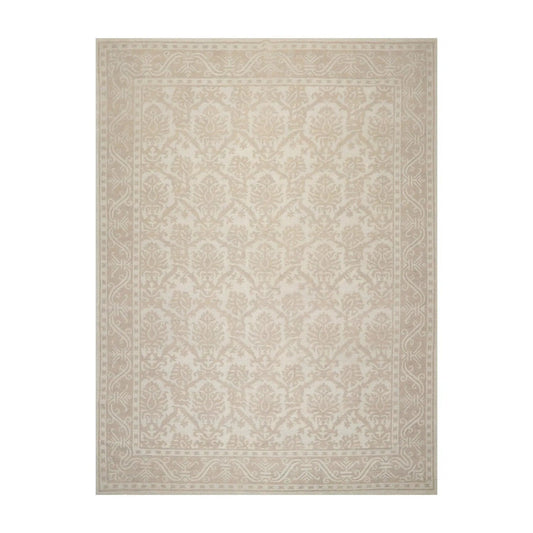 9'1'' x 12'1'' Hand Knotted 100% Wool Damask Afghan Area Rug Gray Tone on Tone-0