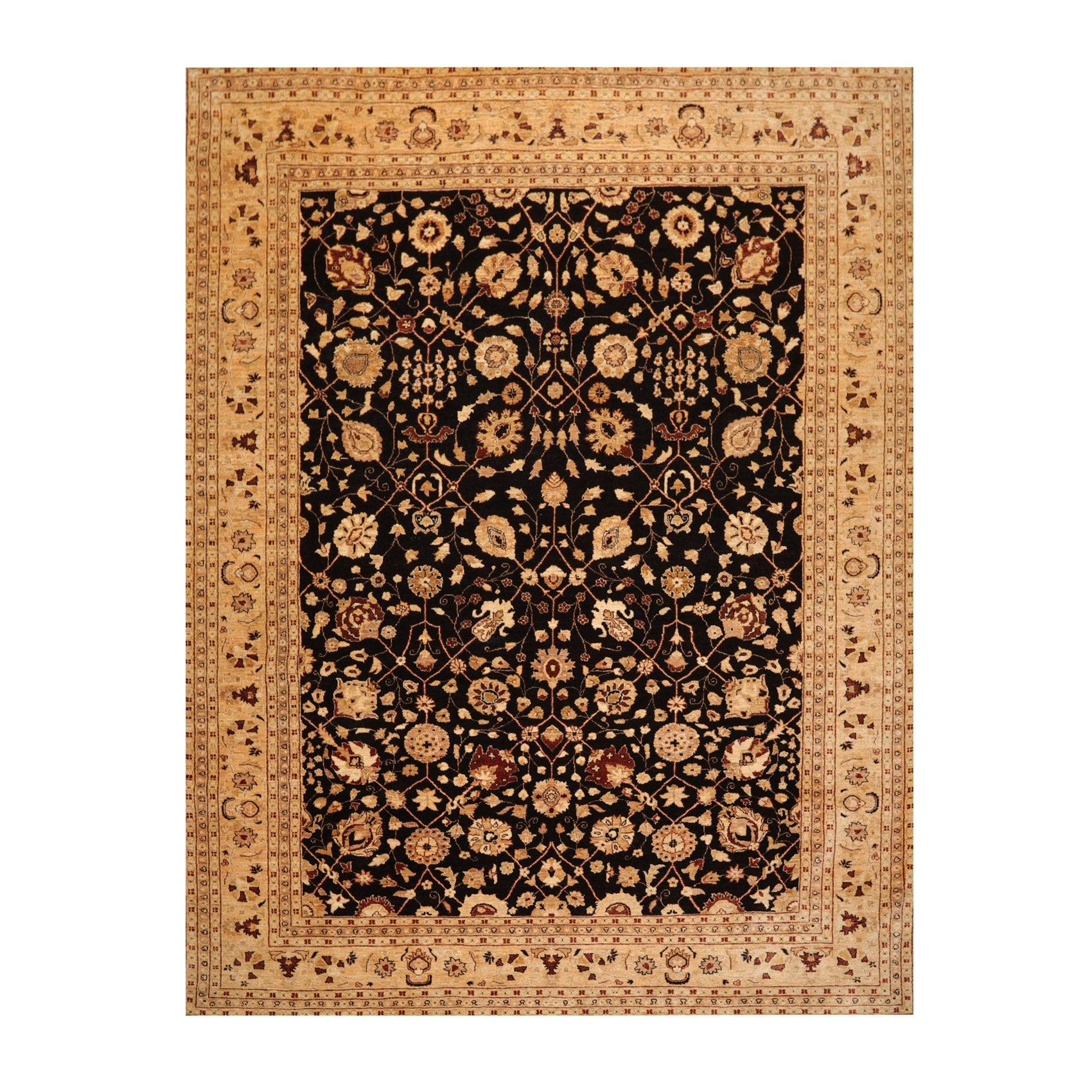 9'3" x 12' Hand Knotted 100% Wool Peshawar Oriental Area Rug Dark Chocolate-0
