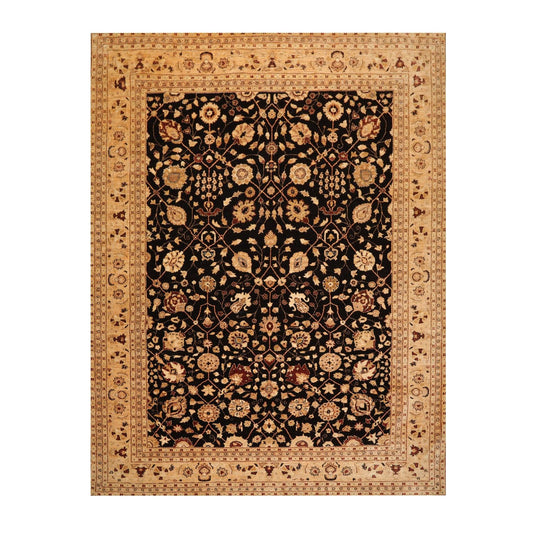 9'3" x 12' Hand Knotted 100% Wool Peshawar Oriental Area Rug Dark Chocolate-0