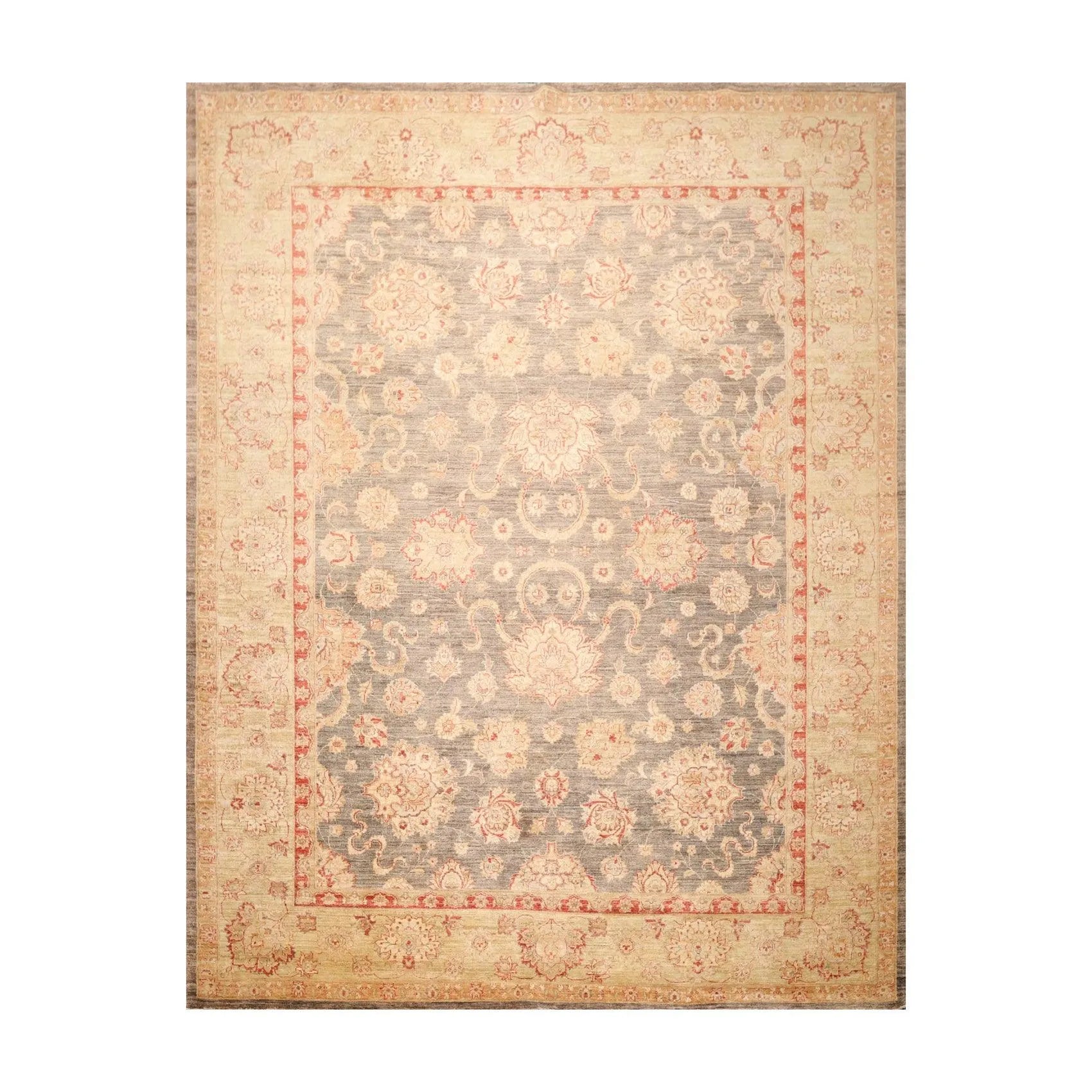 9'1'' x 12' Hand Knotted 100% Wool Peshawar Traditional Oriental Area Rug Gray-0