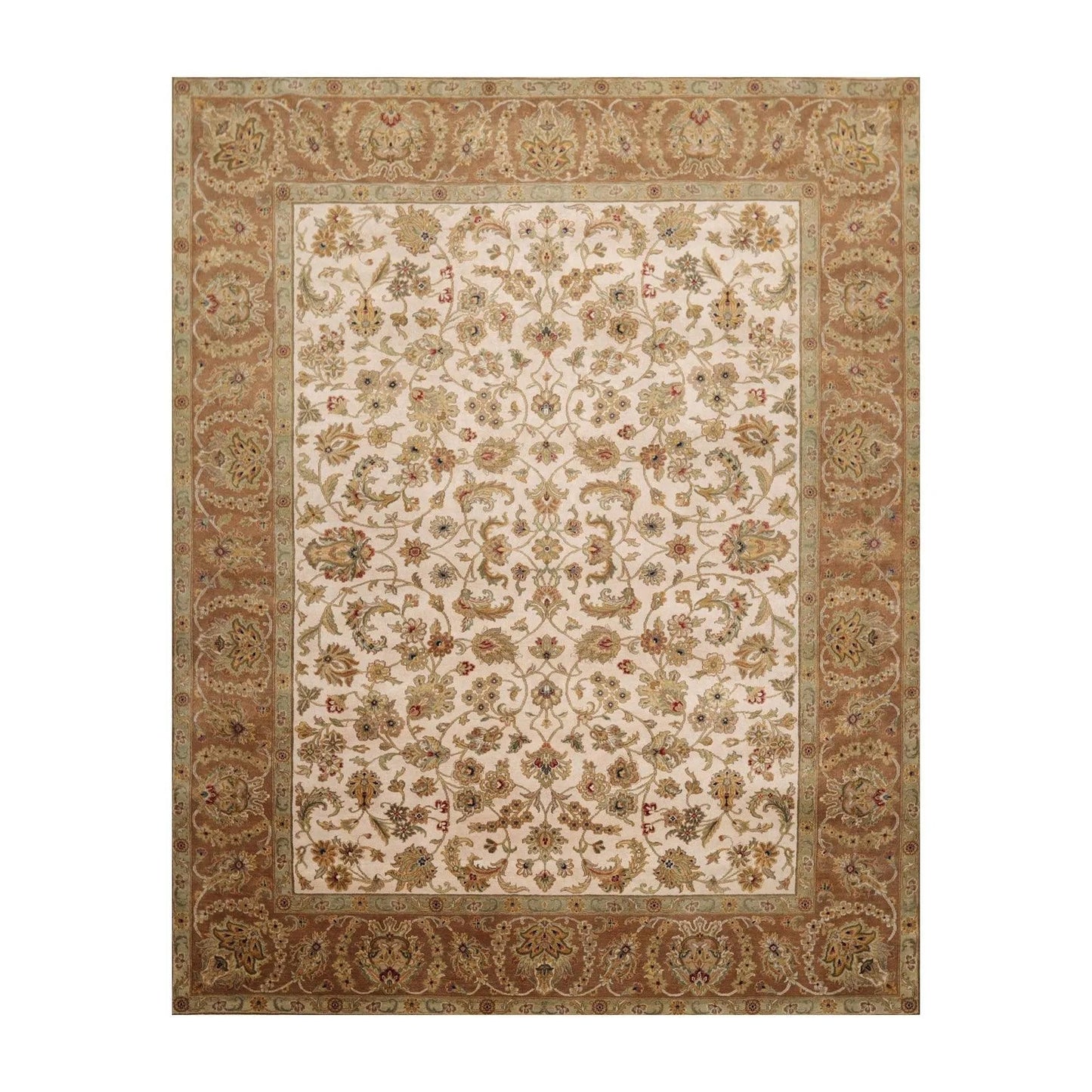 8'1'' x 9'11'' Hand Knotted 100% Wool Agra 200 KPSI Oriental Area Rug Beige-0