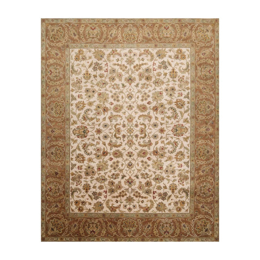 8'1'' x 9'11'' Hand Knotted 100% Wool Agra 200 KPSI Oriental Area Rug Beige-0