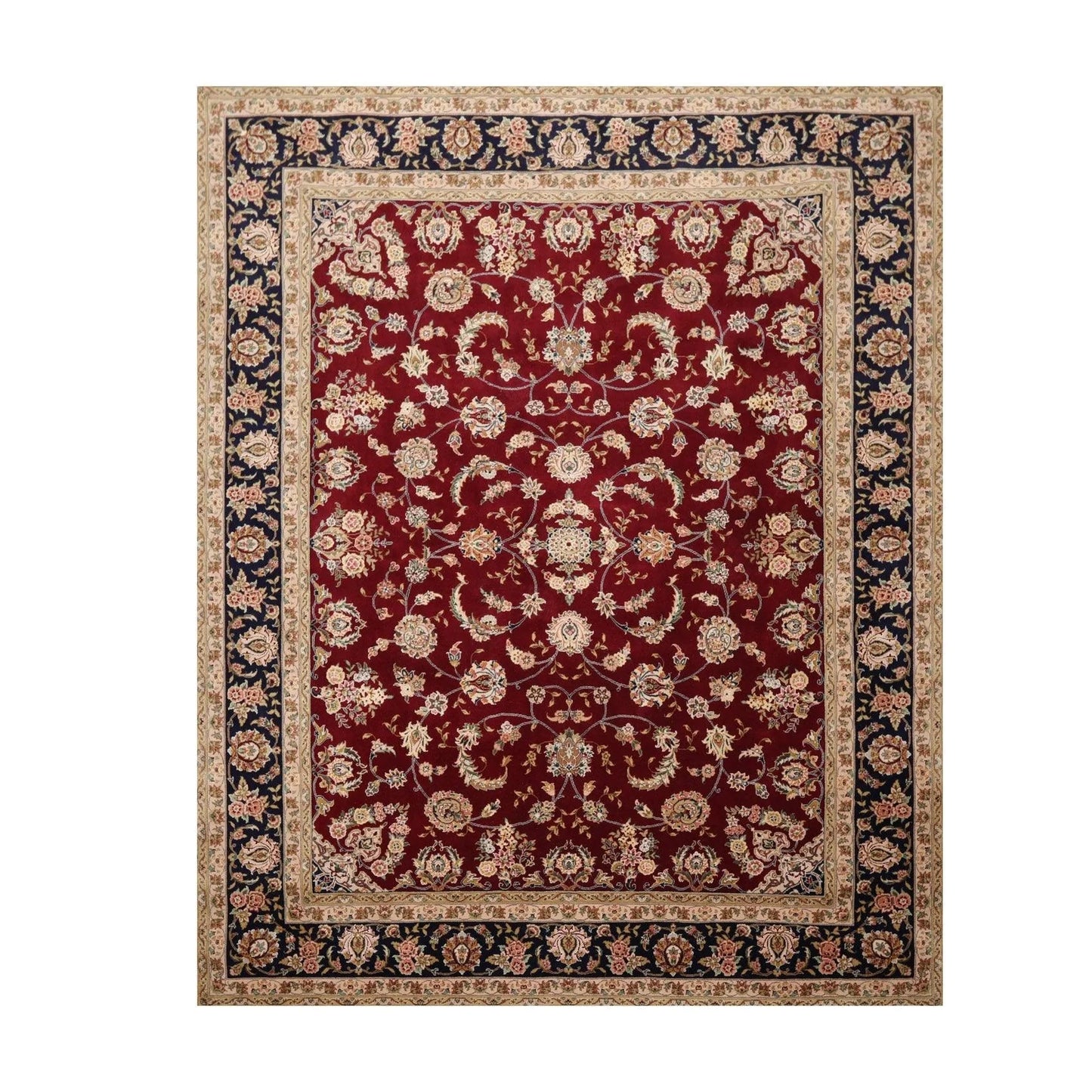 8' x 9'9'' Hand Knotted Wool & Silk Pakpersian 16/18 300KPSI Area Rug Burgundy-0