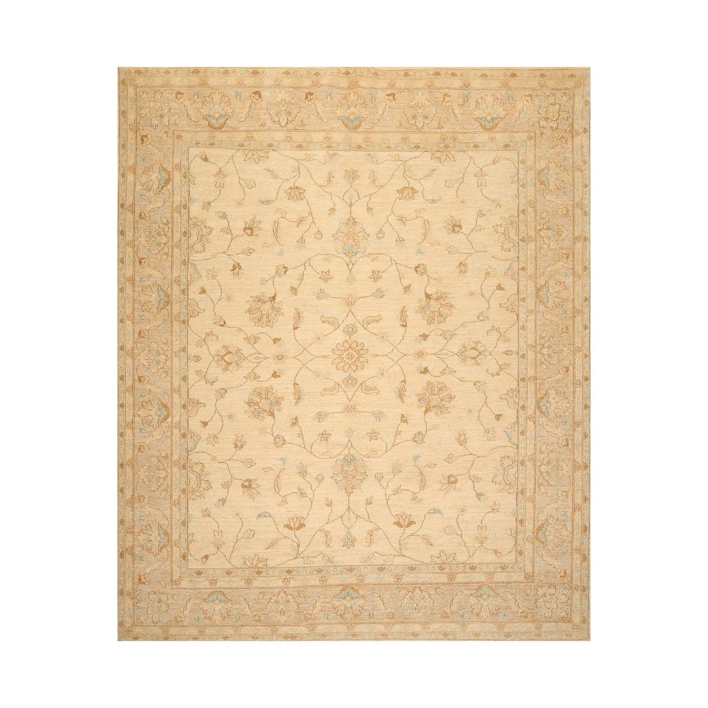 8'3" x 9'8" Hand Knotted 100% Wool Peshawar Traditional Oriental Area Rug Beige-0