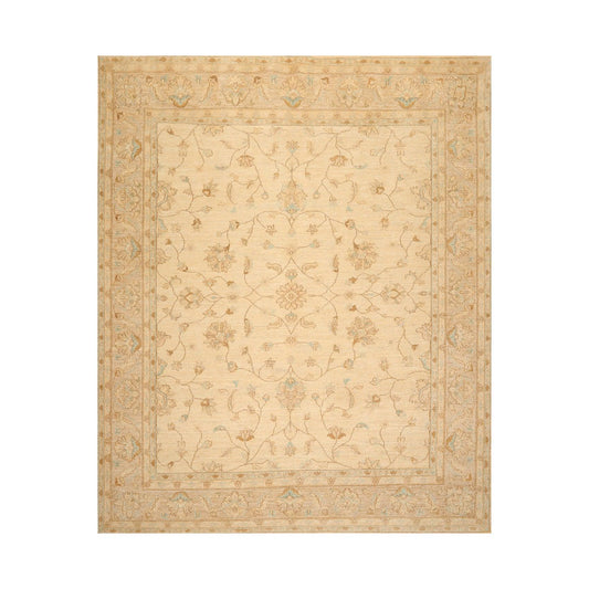 8'3" x 9'8" Hand Knotted 100% Wool Peshawar Traditional Oriental Area Rug Beige-0