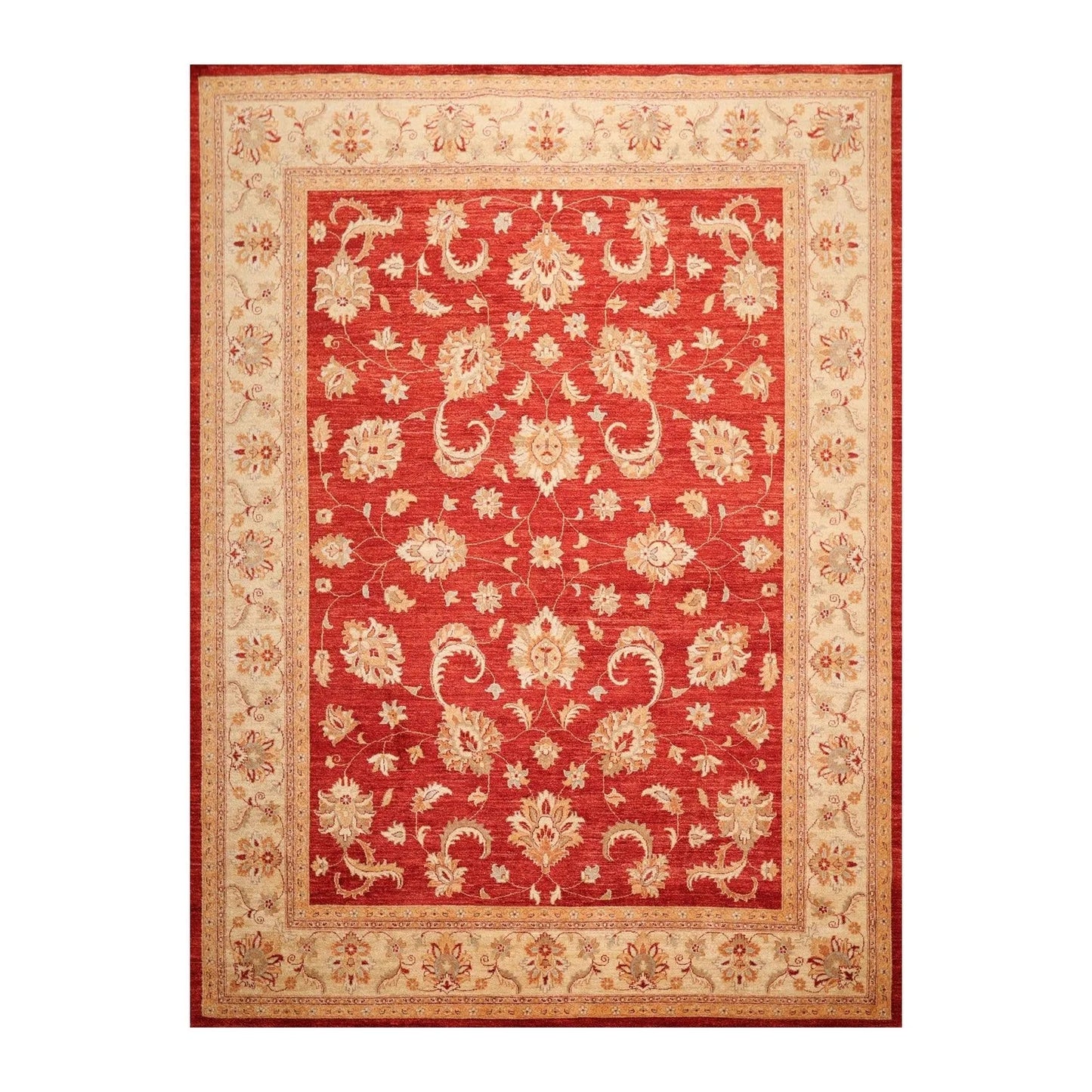 8'10'' x 11'8'' Hand Knotted 100% Wool Peshawar Oriental Area Rug Orangy Red-0
