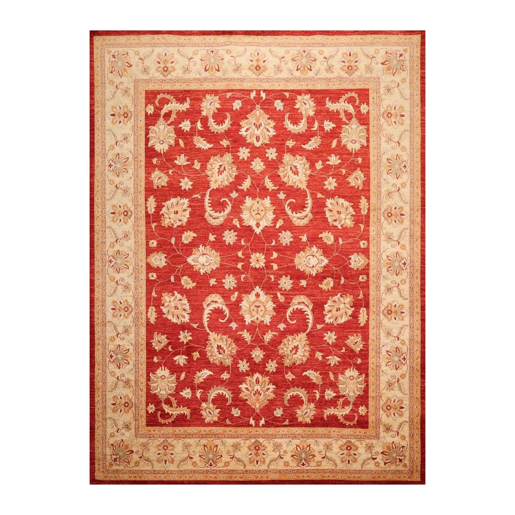 8'10'' x 11'8'' Hand Knotted 100% Wool Peshawar Oriental Area Rug Orangy Red-0