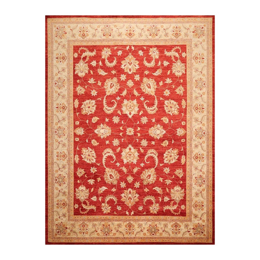 8'10'' x 11'8'' Hand Knotted 100% Wool Peshawar Oriental Area Rug Orangy Red-0