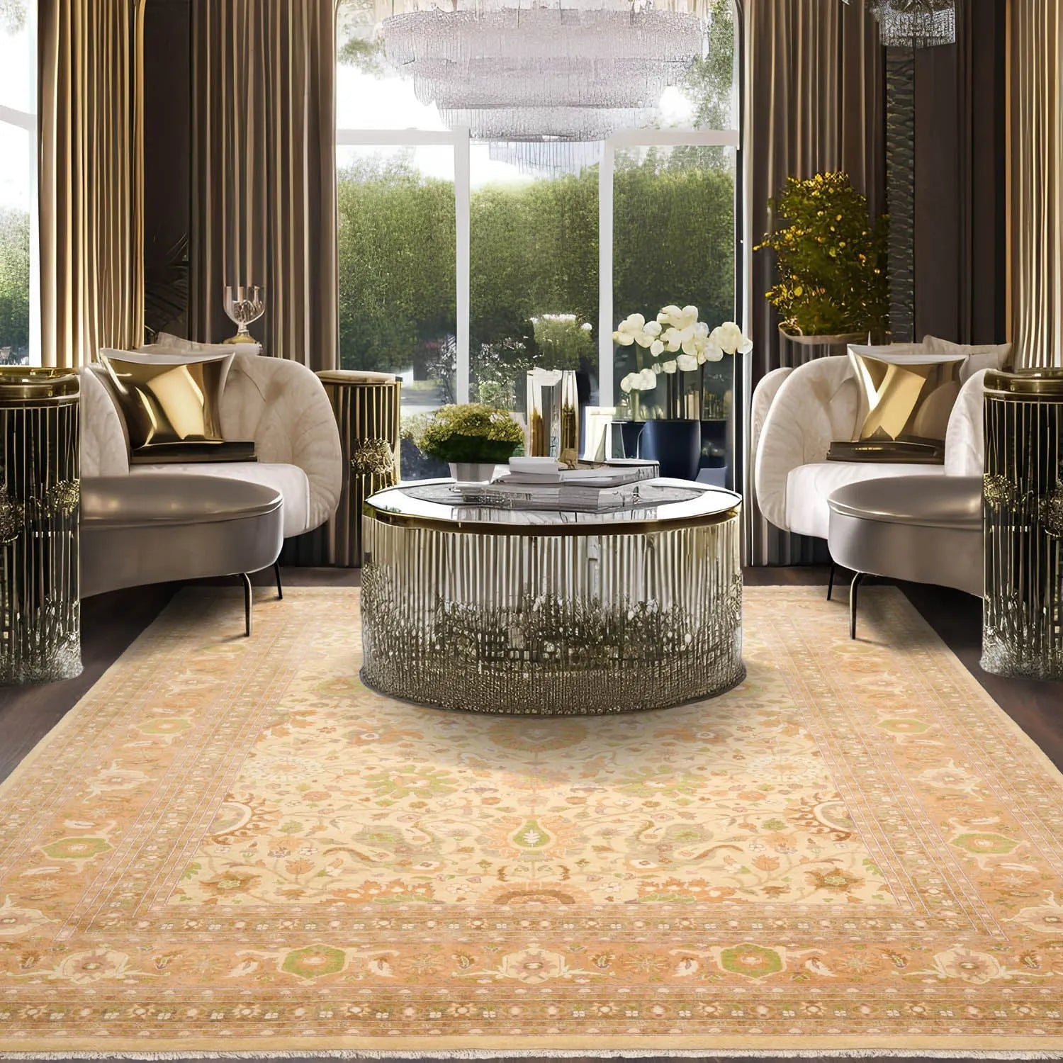 7'8" x 9'11" Hand Knotted 100% Wool Peshawar Oriental Area Rug Taupe-0