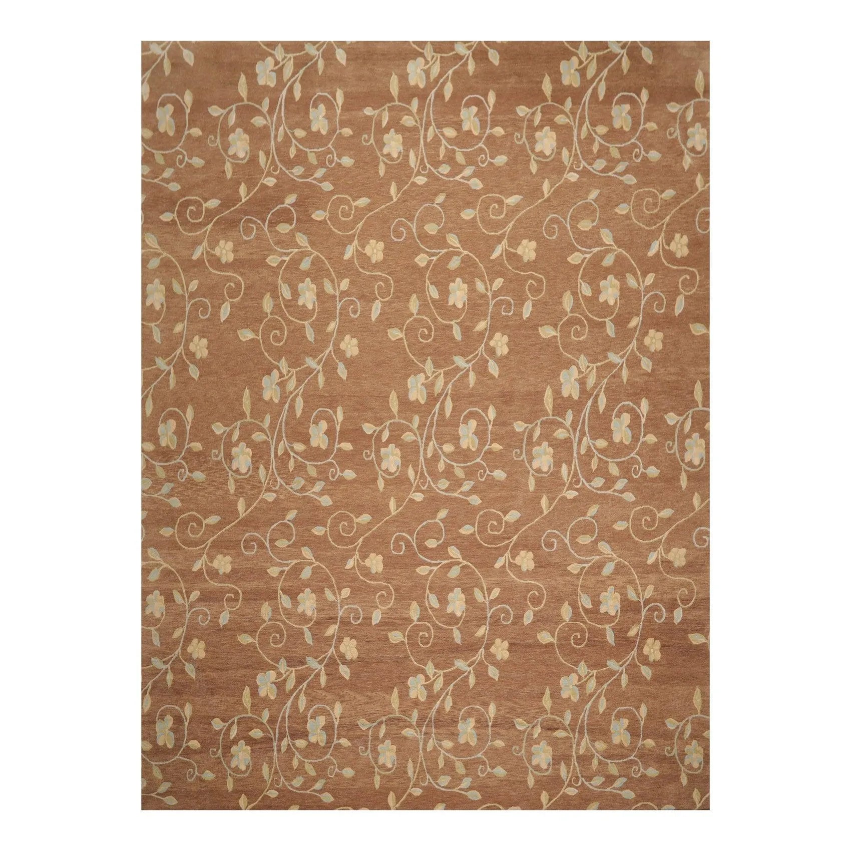 9' x 12' Hand Knotted Tibetan 100% Wool Transitional Muted Area Rug Brown-0