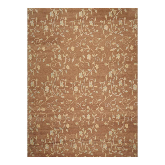 9' x 12' Hand Knotted Tibetan 100% Wool Transitional Muted Area Rug Brown-0