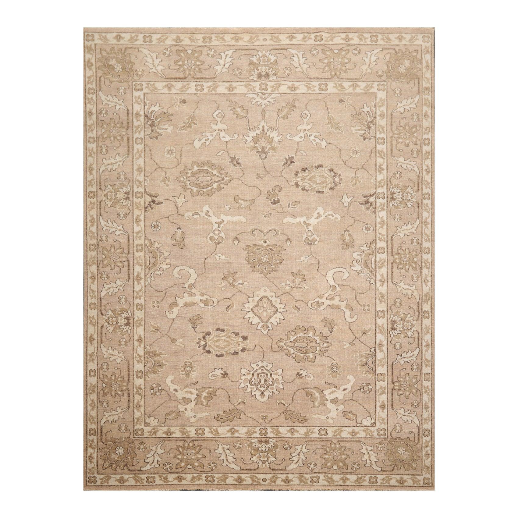 7'8" x 9'11" Hand Knotted 100% Wool Peshawar Oriental Area Rug Taupe-1