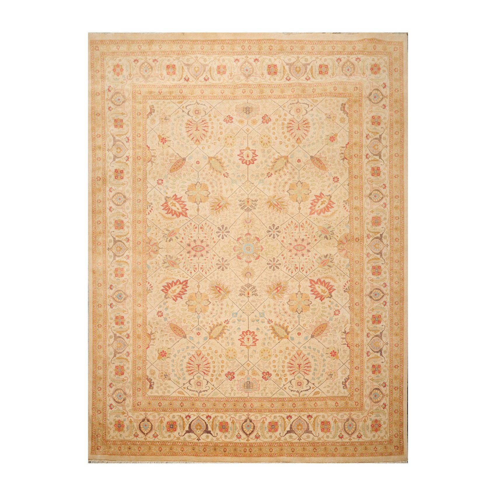 9'1"x 11'10" Hand Knotted Wool PakPersian 16/18 300 KPSI Oriental Area Rug Beige-0
