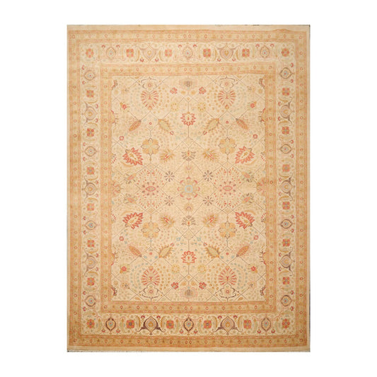 9'1"x 11'10" Hand Knotted Wool PakPersian 16/18 300 KPSI Oriental Area Rug Beige-0