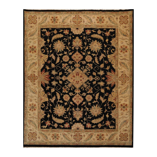 7'11'' x 10' Hand Knotted Wool Oushak Traditional Oriental Area Rug Black-0