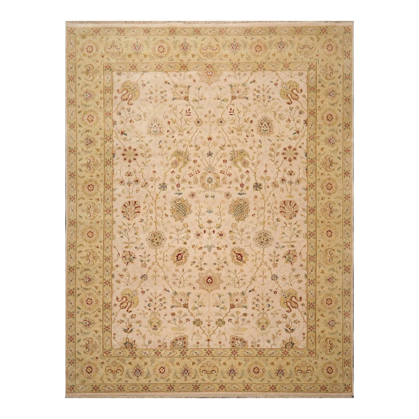 9'1'' x 11'10'' Hand Knotted 100% Wool Peshawar 200 KPSI Oriental Area Rug Beige-0