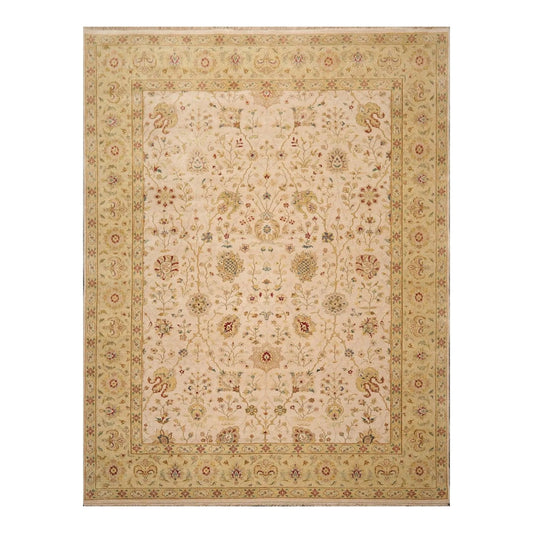 9'1'' x 11'10'' Hand Knotted 100% Wool Peshawar 200 KPSI Oriental Area Rug Beige-0