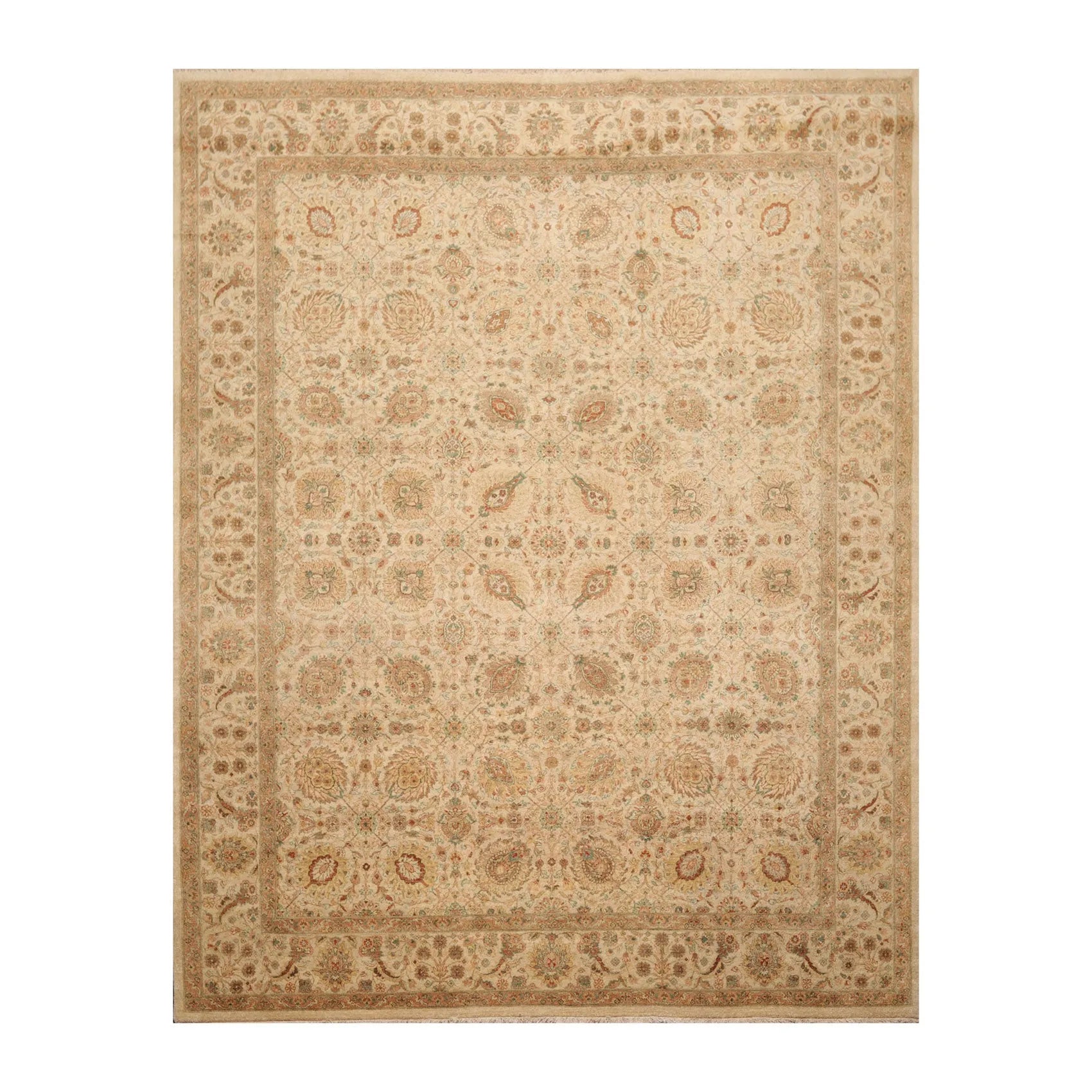 8x10 Tan, Rust Hand Knotted 100% Wool Agra Traditional 200 KPSI Oriental Area Rug-0
